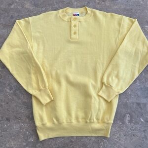 Vintage 1990s 20/20 Sport Henley Sweatshirt USA Yellow Medium